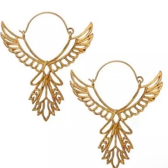 THUNDERBIRD FREE BIRD EARRINGS IN GOLD - Picture 3 of 5